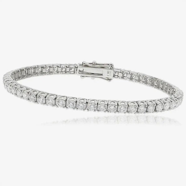 Round Cut Diamond Line Tennis Bracelet 4 Crossover Claw setting HEERA