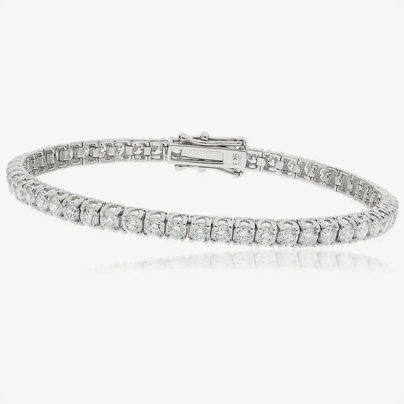 Round Cut Diamond Line Tennis Bracelet 4 Crossover Claw setting HEERA