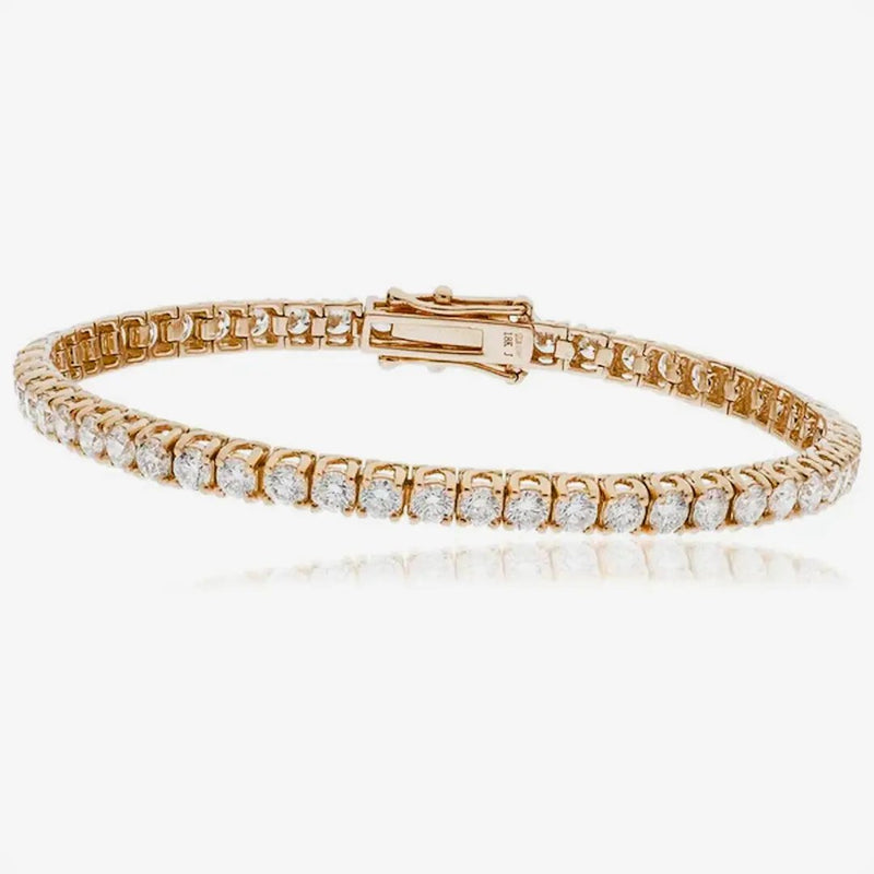 Round Cut Diamond Line Tennis Bracelet 4 Crossover Claw setting HEERA