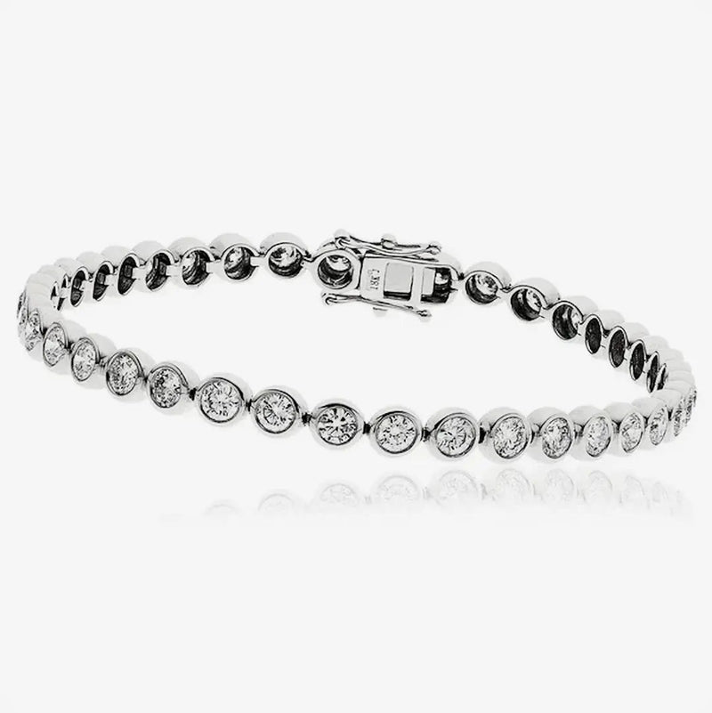 Round Cut Diamond Line Tennis Bracelet in Rub Over Setting HEERA
