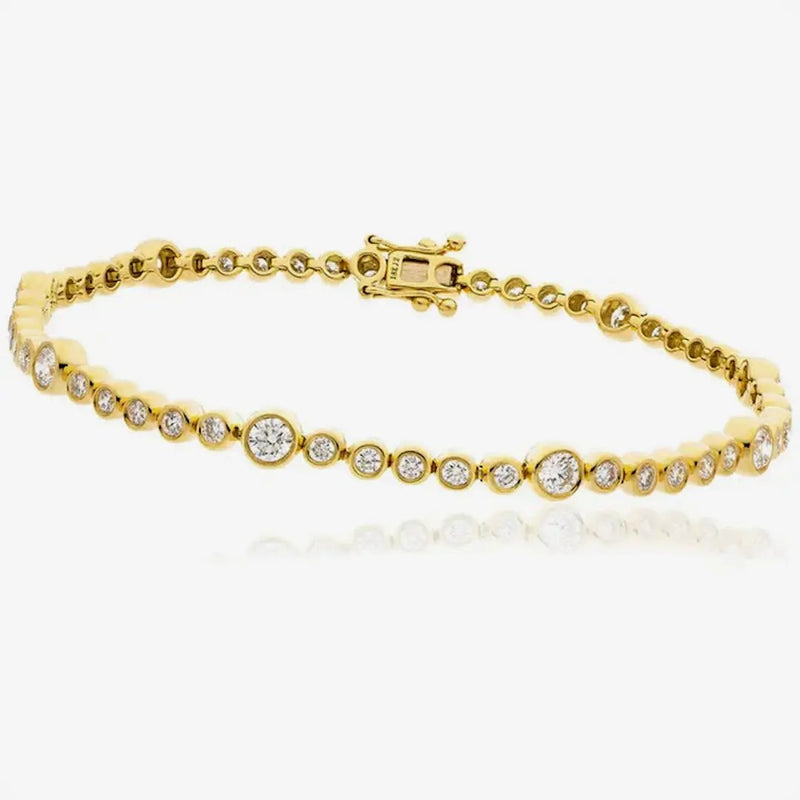 Round Cut Diamond Staggered Line Tennis Bracelet in Rub Over Setting HEERA