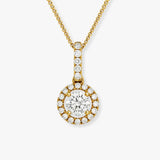 Round Cut Halo Diamond Pendant with open loop