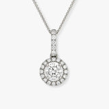 Round Cut Halo Diamond Pendant with open loop