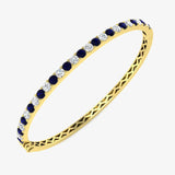 Round Cut Sapphire and Diamond 3.55 Carat Gemstone Bangles LM JEWELLERY