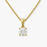 Round Cut Solitaire Diamond in Four Claw Setting Loop Pendant With Chain PSRB4BM