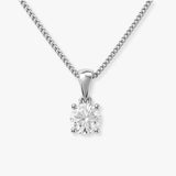 Round Cut Solitaire Diamond in Four Claw Setting Loop Pendant With Chain PSRB4BM