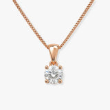 Round Cut Solitaire Diamond in Four Claw Setting Loop Pendant With Chain PSRB4BM