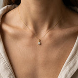 Round Cut Solitaire Diamond in Four Claw Setting Loop Pendant With Chain PSRB4BM