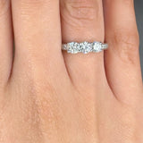 "Rovina" 0.21 Carat Round Cut Natural Diamond Trilogy Shoulder Engagement Ring MDR4247