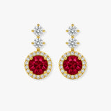 Ruby 1.10 Carat Round Shape Halo  Diamond Drop Earrings E1RBR