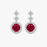 Ruby 1.10 Carat Round Shape Halo  Diamond Drop Earrings E1RBR