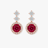 Ruby 1.10 Carat Round Shape Halo  Diamond Drop Earrings E1RBR
