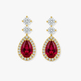 Ruby 1.30 Carat Pear Shape Halo Diamond Drop Earrings E1PSR