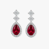 Ruby 1.30 Carat Pear Shape Halo Diamond Drop Earrings E1PSR