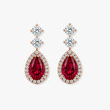Ruby 1.30 Carat Pear Shape Halo Diamond Drop Earrings E1PSR