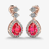 Ruby 1.30 Carat Pear Shape Halo Natural Diamond Drop Earrings E1PSR HEERA GOLD