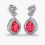 Ruby 1.30 Carat Pear Shape Halo Natural Diamond Drop Earrings E1PSR HEERA GOLD