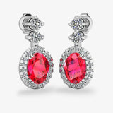 Ruby 1.40 Carat Oval Shape Halo Lab Grown Diamond Drop Earrings E1OCR HEERA GOLD