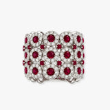 Ruby Cocktail 3.45 Carat 18K White Gold Ring