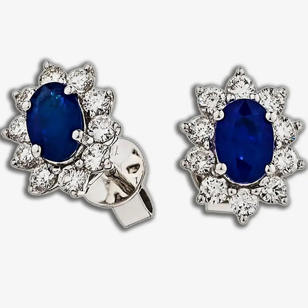 SAPPHIRE AND DIAMOND CLUSTER STUD EARRINGS HEERA