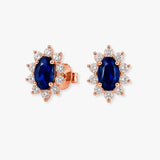 SAPPHIRE AND DIAMOND CLUSTER STUD EARRINGS