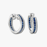 SAPPHIRE AND DIAMOND HOOP EARRINGS