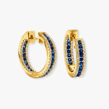 SAPPHIRE AND DIAMOND HOOP EARRINGS