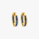 SAPPHIRE AND DIAMOND HOOP EARRINGS