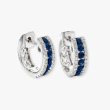 SAPPHIRE AND DIAMOND HOOP EARRINGS