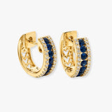 SAPPHIRE AND DIAMOND HOOP EARRINGS