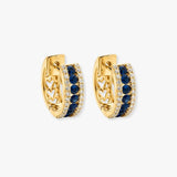 SAPPHIRE AND DIAMOND HOOP EARRINGS