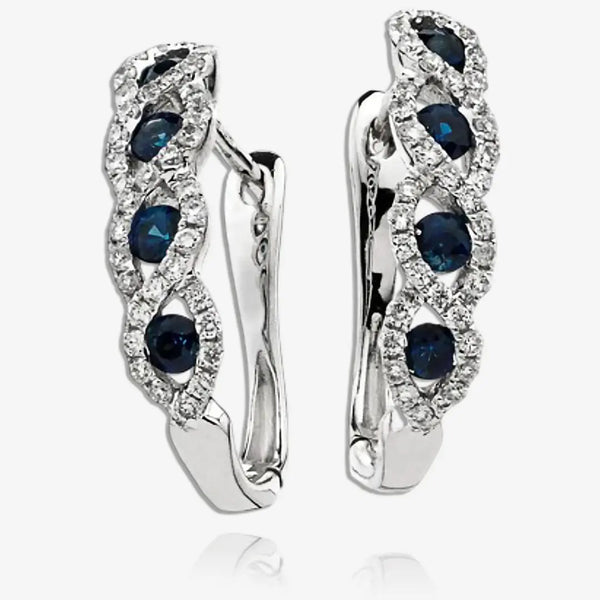 SAPPHIRE CRISS CROSS IN CLAW SETTING HOOP EARRINGS HEERA DIAMONDS