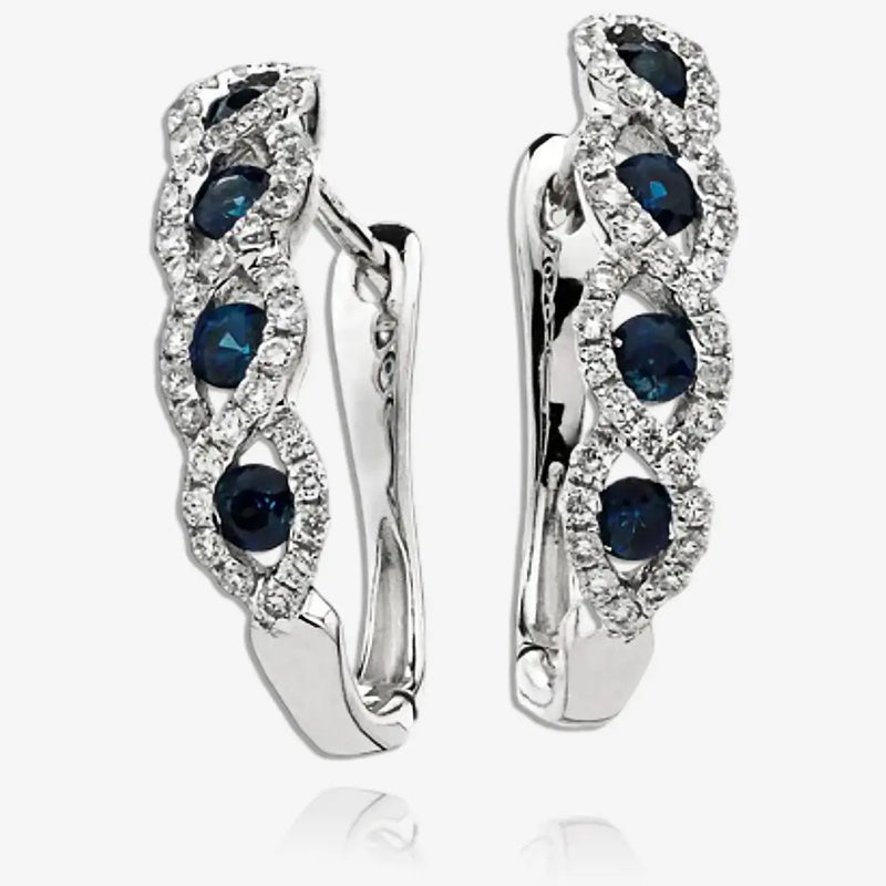 SAPPHIRE CRISS CROSS IN CLAW SETTING HOOP EARRINGS HEERA DIAMONDS