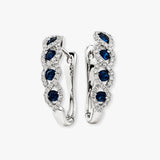 SAPPHIRE CRISS CROSS IN CLAW SETTING HOOP EARRINGS