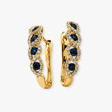 SAPPHIRE CRISS CROSS IN CLAW SETTING HOOP EARRINGS