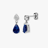 SAPPHIRE DROP EARRINGS IN 9K WHITE GOLD