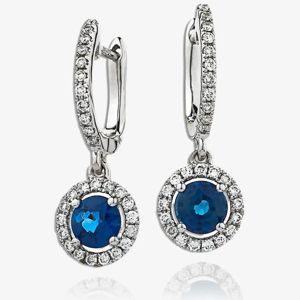 SAPPHIRE HALO HOOP DROP EARRINGS HEERA DIAMONDS