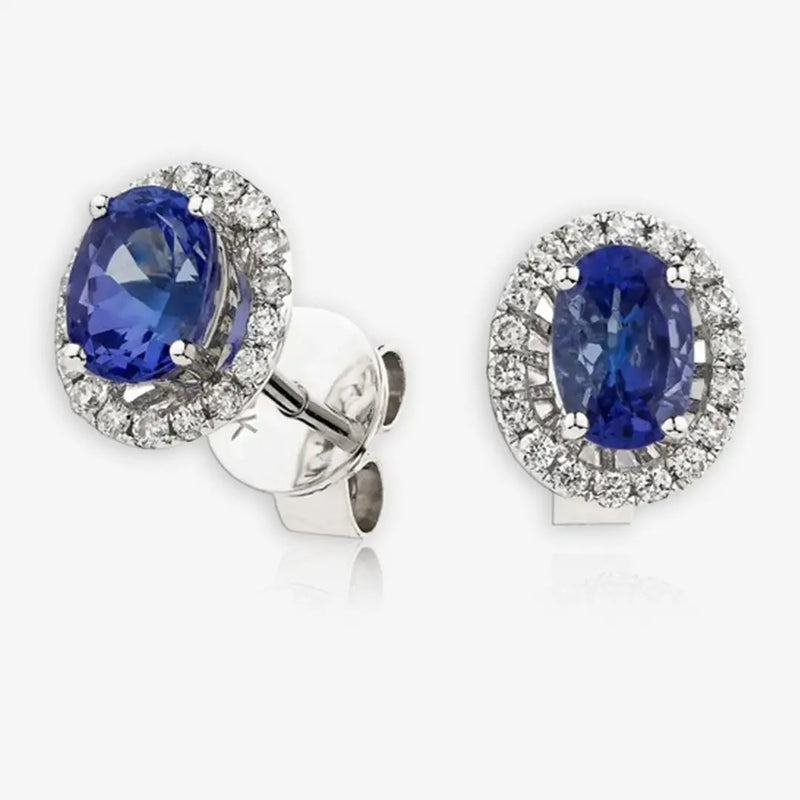 SAPPHIRE HALO STUD EARRINGS HEERA DIAMONDS