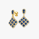 SAPPHIRE IN DIAMOND SILHOUETTE FANCY DROP EARRINGS
