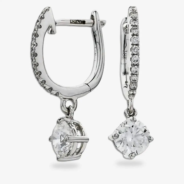 SOLITAIRE DIAMOND DROP EARRING IN 18K WHITE GOLD HEERA