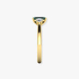 "Sage" 1.65ct Emerald Cut Green Sapphire with Round Cut Diamond Engagement Ring