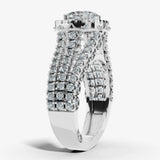 "Samara" Halo 1.25 Carat Cushion Cut Three Row Diamond Shoulder Platinum Engagement Ring HEERA DIAMONDS