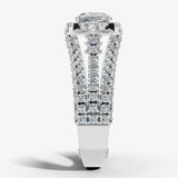 "Samara" Halo 1.25 Carat Cushion Cut Three Row Diamond Shoulder Platinum Engagement Ring HEERA DIAMONDS