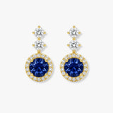 Sapphire 1.10 Carat Round Shape Halo Diamond Drop Earrings E1RBS