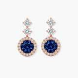 Sapphire 1.10 Carat Round Shape Halo Diamond Drop Earrings E1RBS