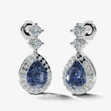 Sapphire 1.30 Carat Pear Shape Halo Diamond Drop Earrings E1PSS