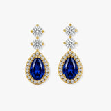Sapphire 1.30 Carat Pear Shape Halo Diamond Drop Earrings E1PSS