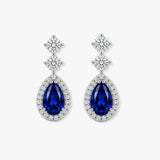 Sapphire 1.30 Carat Pear Shape Halo Diamond Drop Earrings E1PSS
