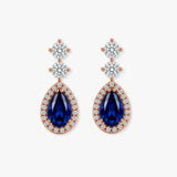Sapphire 1.30 Carat Pear Shape Halo Diamond Drop Earrings E1PSS