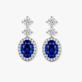 Sapphire 1.40 Carat Oval Shape Halo Diamond Drop Earrings E1OCS
